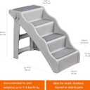 Amazon Basics Foldable Non-Slip Pet Stairs for Small Dogs and Cats, Senior Pets, Easy to Climb, 14.6" x 22.75" x 19.5", Grey