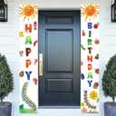 Cartoon Little Green Caterpillar Happy Birthday Banner Backdrop Insects Theme Decor Door Porch Decorations for Boys Girls 1st Birthday Party Baby Shower Supplies Favors Background Gift