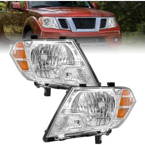 Headlight Compatible with Nissan Frontier 2009-2021 Headlamp Replace 26060-ZL40B 26010-ZL40B NI2502188 NI2503188 Driver and Passenger Side (Chrome)