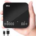TIPRE Mini Coffee Scale with Timer, 2kg/0.1g Precision Portable Espresso Scale, Rechargeable Pour Over Scale with Type-C,Flow Rate Mode, g/oz/ml, LED Display, Tare Function, Silent Mode