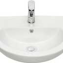 17.72" Wall Mount Bathroom Sink, Small U-Shaped Ceramic Corner Sink with One Hole and overflow, White