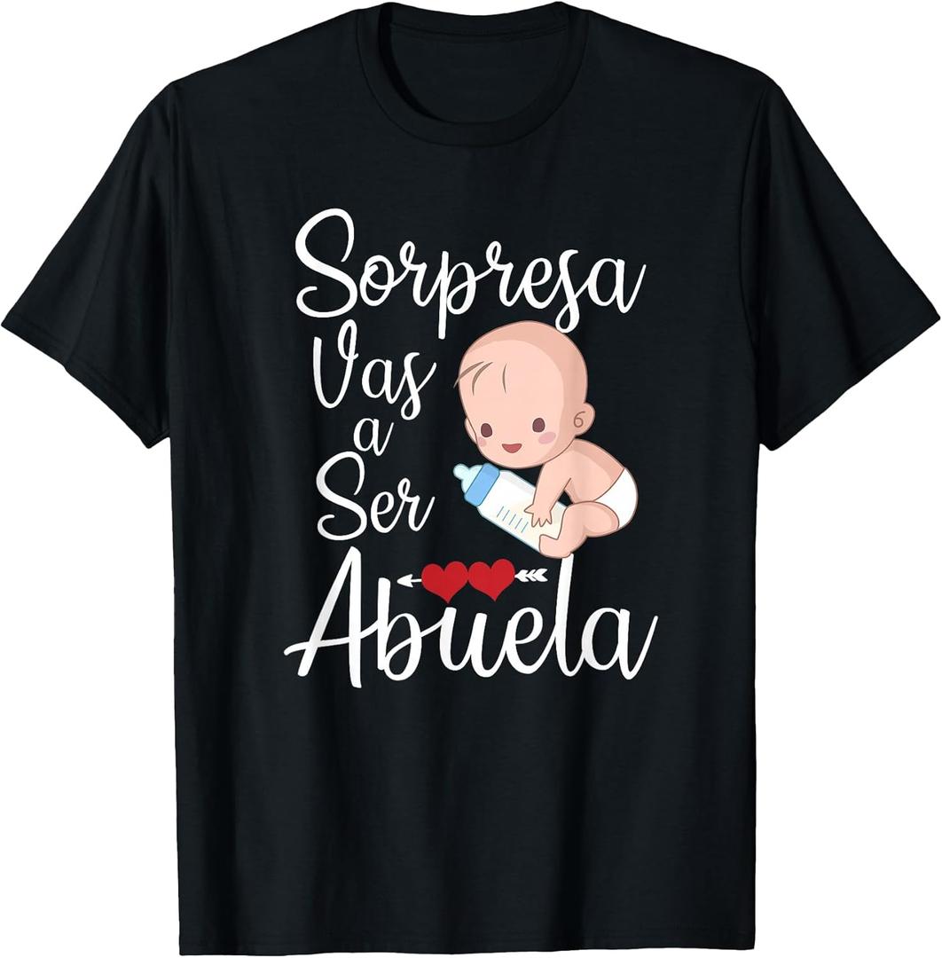 2 Pack Sorpresa Vas a Ser Abuela T-Shirt M and 2XL