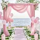 Wedding Arch Draping Fabric, 29" x 20ft Blush Sheer Curtains Wedding Decorations for Ceremony, 6.7 Yards Blush Chiffon Draping Fabric Backdrop