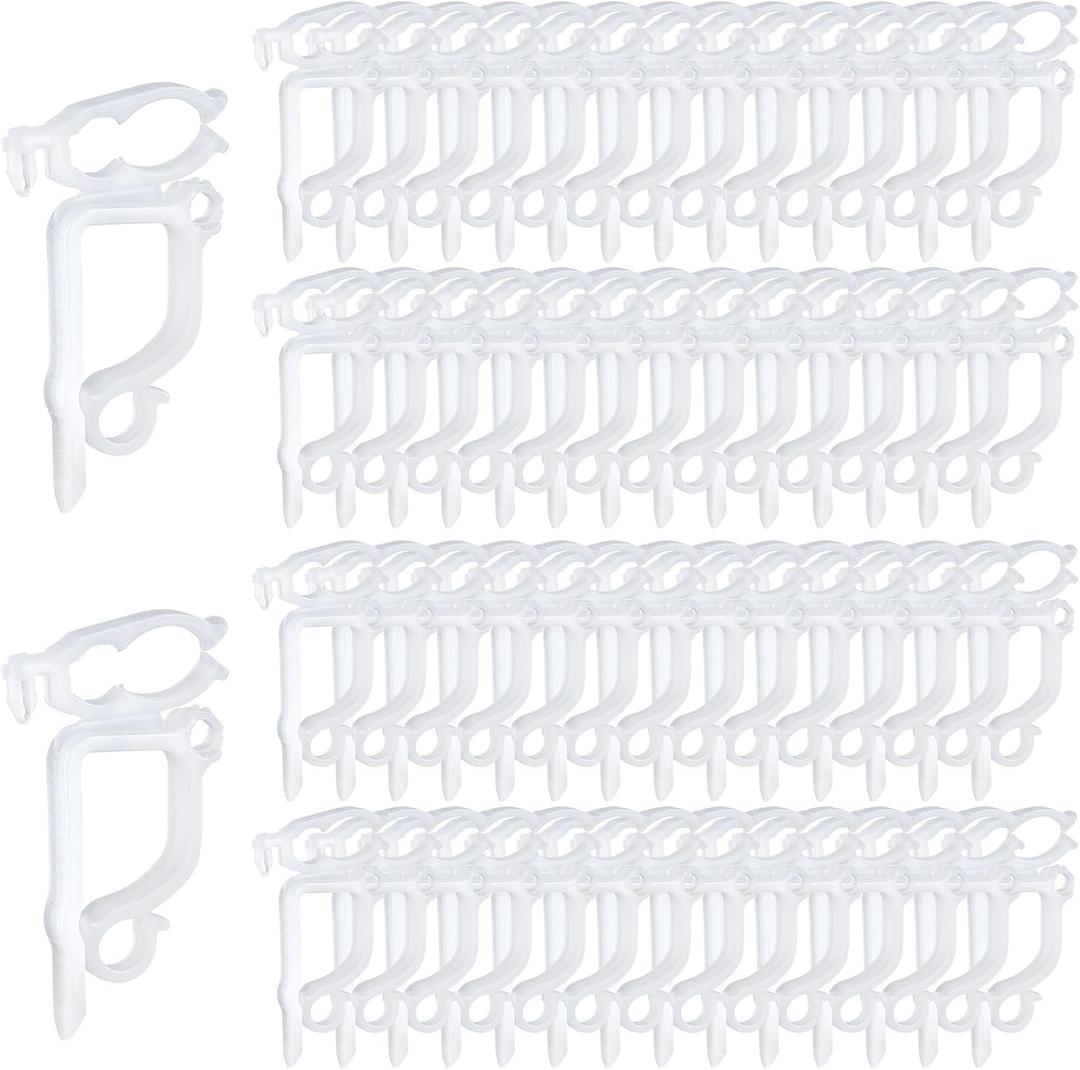 100 Pcs Christmas Light Clips, All Purpose Holiday Light Clips Outdoor Gutter Hook for Christmas Decoration String Lights, Weatherproof Outdoor Mini Lights Clip for C6, C7, C9, Rope, Icicle Lights (4 White Clips)