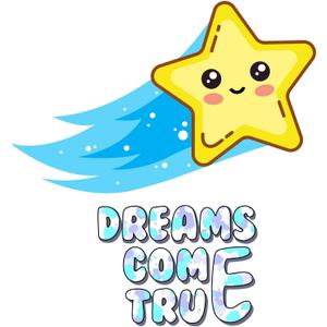 Cute Quote Wall Decal Dreams Come True Dreams Come True Quote with Cyte Falling Star Size: 27 Inch X 30 Inch