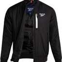 Reebok Mens Bomber Jacket - Insulated Zip Up Windbreaker Jackets for Men - Casual Golf Gym & Hiking Mens Lightweight Jackets (Small, Black)