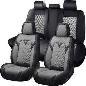 KSJH Car Seat Cover for Hyundai Elantra 2000-2025,Premium Nappa Leather Breathable Waterproof Sports Seat Cover,Easy to Install Automotive Seat Covers Full SetBlack & Gray