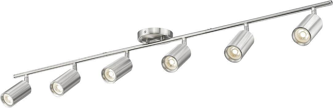 FEMILA 3000K LED Track Lighting, 53" Modern Track Lighting Kit, Come with Bulbs, Brushed Nickel Finish, GU10 Base, 4FS84TL-6 BN