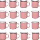 Set of 16 Ceramic Campfire Mugs – 15 Oz, Pink – Coffee & Tea Cups for Home, Work, Travel, Camping – Customizable, Great for DIY, Events, Companies, 16 Count