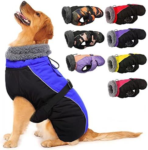 IECOii Extra Warm Reflective Adjustable Dog Jacket - Winter Coat with Buckle & Fleece Turtleneck for Dogs, XXX-Large(Chest:35.04-41.3 in), Blue