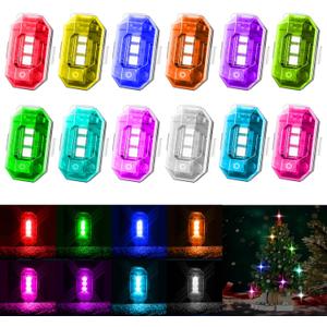 12pcs High Brightness Wireless LED Lights For Car, With Remote Control, 8Colors Multi-Mode LED Strobe Lights Waterproof Anti-Collision Emergency Warning Light, Underglow For ebike Aircraft Motorcycles