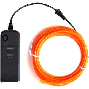 Orange EL Wire -5m Glow-in-The-Dark Electroluminescent Wire with Controller, Waterproof Flexible Light Strip for Halloween Costumes, Cosplay, Rave Parties & DIY Nighttime Decorations
