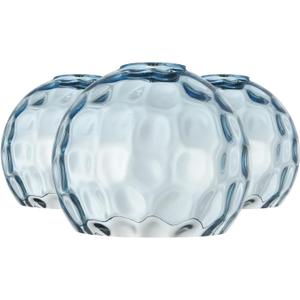 3 Pack Fixture Replacement Globe Shade, 6 Inch Diameter, E26 Base Blue Hammered Glass, Glass Globe Lampshade Cover for Pendant Chandelier Vanity Light No Hardware