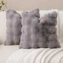 SOMAHE Decorative Sofa Pillows Cases Throw Pillow Covers Faux Fur Plush Pillowcase for Home Fluffy Soft Pillow Cover Grey 18x18 Inch