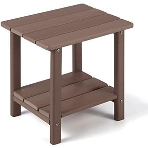 Apolimi Adirondack Outdoor Side Table, 2-Tier Sturdy Patio End Table Weather Resistant, 16.5" Solid Side Table for Patio, Pool, Porch