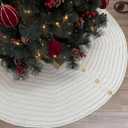 36-Inch Rib Knit Christmas Tree Skirt with Oak Buttons, Cream White