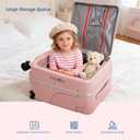 Apellia 20-Inch Carry-on Luggage with Foldable Seat Ride-on Suitcase for Kids 4-8 & Adults, TSA Lock, USB Charger Port, 360 Spinner Wheels, Cabin Approved Expandable Suitcase, Pink
