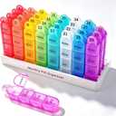 Cruxer Monthly Pill Box Organiser 4 Times a Day, Daily Travel Pill Boxes, Medicine Storage Box, Pill Dispenser 1 Month 32 Compartments, Tablet Organiser to Hold Vitamins, Fish Oil, Supplements