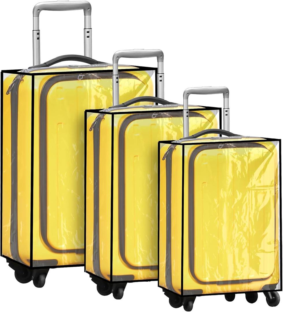 Sadnyy 3 Pieces Clear Luggage Cover PVC Suitcase Luggage Protector for 20" 24" 28" Luggage Waterproof Cover