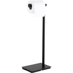 KES Black Toilet Paper Holder Stand Bathroom Freestanding Toilet Tissue Paper Roll Holder, 20" H SUS304 Stainless Steel Rustproof Weighted Base Matte Black, BPH286S1A-BK