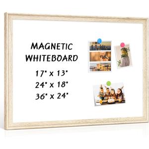 Magnetic White Board for Wall, 24" x 18", Decorative Wooden Frame, Vintage