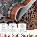 Moynesa Leopard Washable Rugs, 8x10 Area Rugs for Living Room, Soft Large Vintage 8x10 Bedroom Rug, Botanical Non Slip Ultra Thin Floor Carpet for Dining Room Home Office, Rust