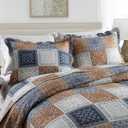 NEWLAKE Quilt Bedspread Sets-Color Block Pattern Reversible Coverlet Set,King Size