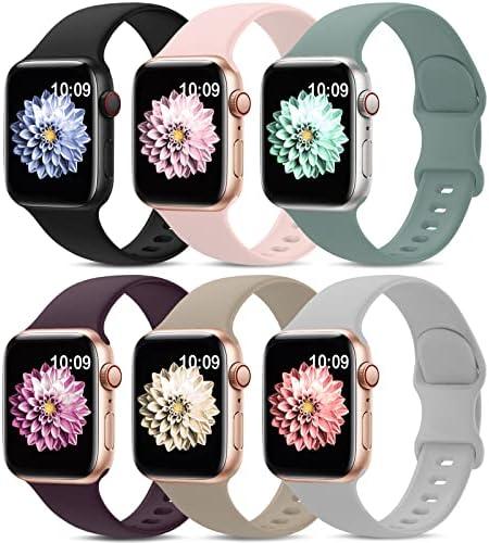 6 Pack Sport Bands Compatible with Apple Watch Band 38mm 40mm 41mm 42mm 44mm 45mm 49mm 46mm,Silicone Waterproof Strap for iWatch Apple Watch Series 11 10 9 Ultra 8 7 6 5 4 3 2 1 SE Women Men