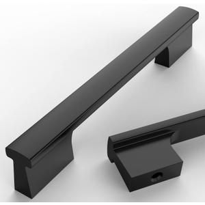 Asidrama 10 Pack 5 Inch(128mm) Matte Black Kitchen Cabinet Handles, Cabinet Pulls Kitchen Cabinet Hardware for Cupboard Drawer Pulls (5" Hole Center(128mm)-10 Pack)
