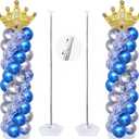 Balloon Column Stand Kit, Set of 2,6.7Feet Height Adjustable Balloon Tower Pillar with Reusable Metal Telescopic Design with base for Birthday arch, Wedding, Graduation Party Decoration Event