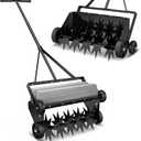 Updated 18-inch Rolling Lawn Aerator,Heavy Duty Aerator Lawn Soil Penetrator Spikes 47inch Handle,Garden Yard Manual Aerator Lawn Tool,Revives Lawn Health.Max Load 20lb