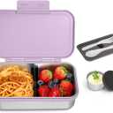 Stainless Steel Lunch Box, Leak-Proof Metal Bento Box with Adjustable Divider, Lunch Container for School Office Picnics & Travel, Microwave-Safe, Purple