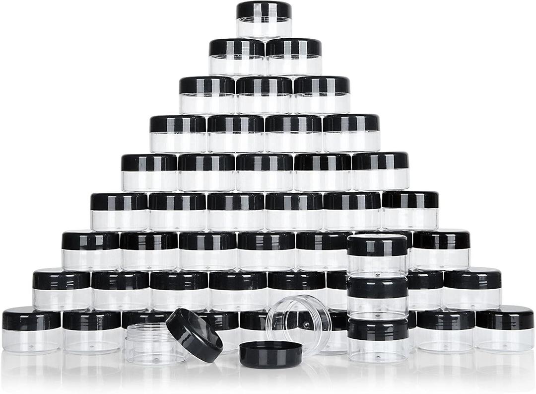 100 Pieces Sample Empty Containers, 20g Clear Cosmetic Container Jars with Lids, Plastic Pot Makeup Jars for Cosmetics, Cream, Lip Balm, Lip Scrub, Ointments-Leak Proof