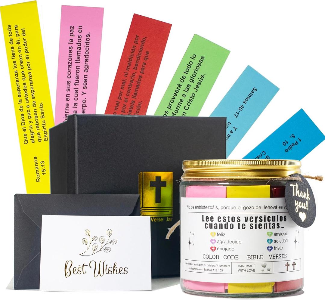 Large Size Spanish Bible Verse Jar en espaol,Inspirational Verses Card 120pcs,Christian Gifts For Women Men,Bible Verses Flask in Spanish,Biblical Religious Gifts,Regalos Cristianos para Mujer
