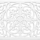 Sumnacon Cast Iron Trivet, 9.6 x 6.3 Inch Metal Trivet with Rubber Feets, Rustic Heat Resistant Iron Trivets for Hot Dish Pot Pan Plate Teapot for Kitchen Cooktop Dining Table, White