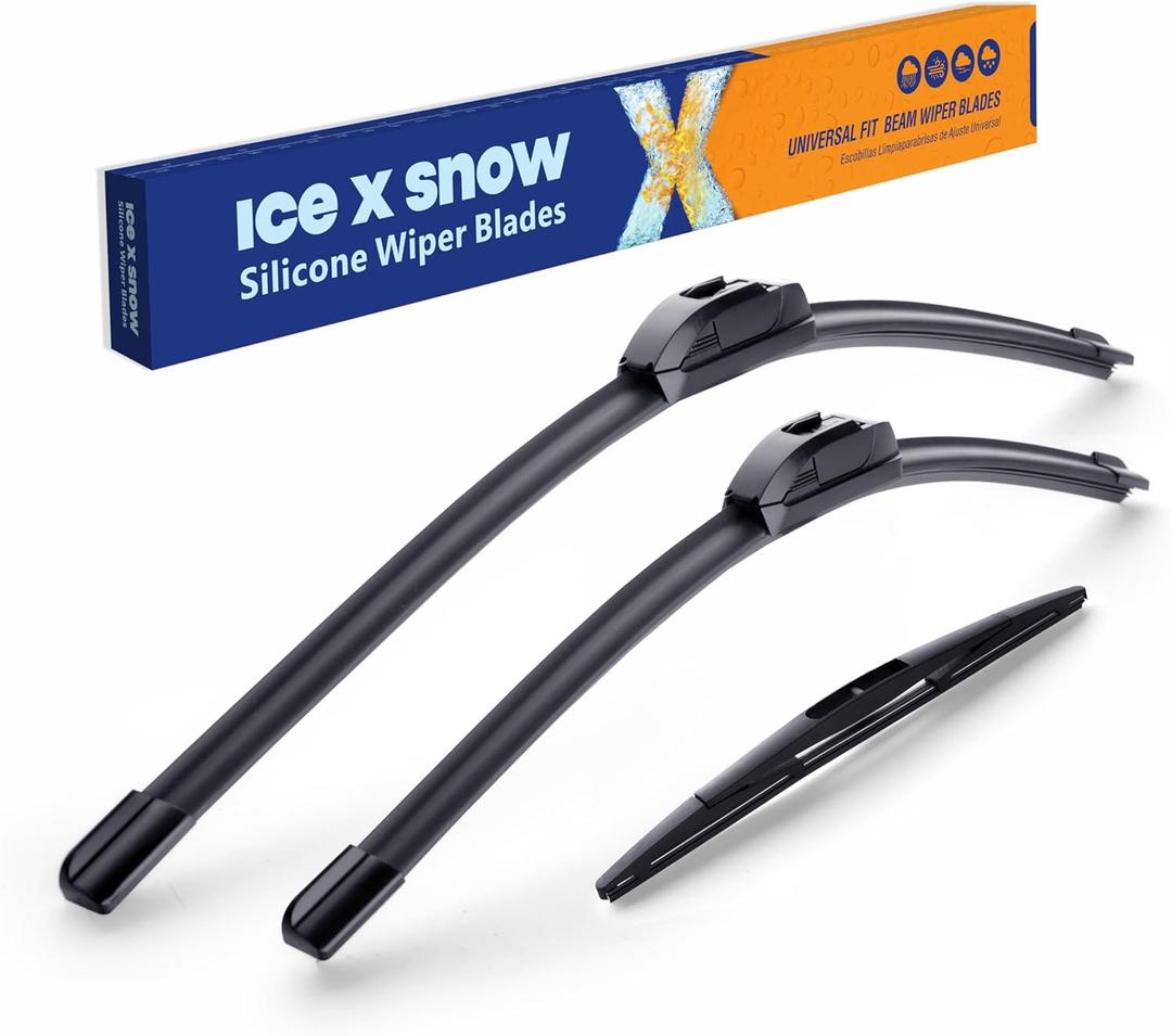 ICEXSNOW Silicone Windshield Wiper Blades Replacement for 2018 2019 2020 2021 2022 2023 2024 Jeep Wrangler (Pack of 3) Automotive Replacement Windshield Wiper Blades,16"+16"+12"(B)