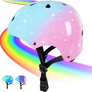 Kids Bike Helmet for 3-5-8-14 Years Kids Girls Boys Youth Bicycle Helmet for Scooter Balance Bike Roller Skating Skateboard Helmet (Small, #2 Bluepink)