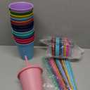 Sieral Cups with Straws and Lids Kids Tumbler with Straw Reusable Water Bottle Iced Coffee Travel Mug Adults Plastic Cups for Parties 16 oz(Cute Colors,15 Pack)