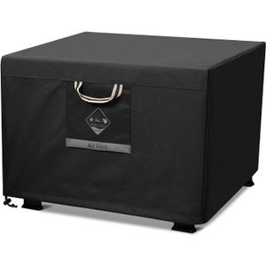 QH.HOME Fire Pit Cover Square, 28 inch Firepit Covers,Heavy Duty Fabric 100% Waterproof, Fits Outdoor for 25inch,27 inch,28 inch Square, Fireplace Cover,Gas Fire Pit Cover (28L x 28W x 24H,Black)