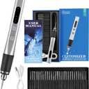 Engraving Pen, Ultimate Cordless Engraving Pen for Artists & DIYers - Engrave 60+ Surfaces - Beginner Friendly- 30 Bits & Mastery Guide (Silver)