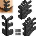10 pcs Solid Brass Baseboard Corner Protectors, Skirting Board Corner Protectors, Vintage Metal Corner Protector Table Corner Edge Cover Safety Bracket with Screws (10, Black)