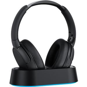 Wireless TV Headphones with Charging Dock, 45H Playtime, Matte Black