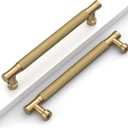 10 Pack 6.3''(160mm) Champagne Bronze Knurled Cabinet Handles Kitchen Champagne Pulls for Cabinets Drawer Pulls Dresser Hardware for Cupboard Bathroom