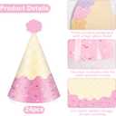 24PCS Ice Cream Party Hats for Happy Birthday Party Supplies Colorful Paper Ice Cream Themed Cone Birthday Hats Decorations for Kids and Adults Baby Shower Bridal Shower Favor
