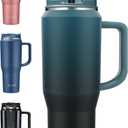 EALGRO 40 oz Insulated Water Bottle Jug with Straw and Handle, Large Metal Sport Water Flask, Stainless Steel Travel Coffee Mug Cup, Thermal Coffee Tumblers with Lid, Indigo Black