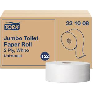 Tork Jumbo Toilet Paper Roll White T22, Universal, 2 ply, 8x1000', 221008