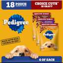 Pedigree Choice Cuts in Gravy Wet Dog Food, Adult Soft Wet Dog Food, Variety Pack, 3.5 oz. Pouches, 18 Count (EXP 08/06/26)