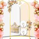 7.2FT Adjustable Balloon Party Arch Backdrop Stand and Double Sided Color Cover and 18LBS Water Weight Bag and Portable Storage Bag Set, Gold Metal Birthday Arch Backdrop Stand for Any Event Decor