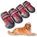 XSY&G Dog Boots,Waterproof Dog Shoes,Dog Booties with Reflective Strips Rugged Anti-Slip Sole and Skid-Proof,Outdoor Dog Shoes for Medium Large Dogs 4Pcs Red-Size 8