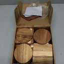 Zhehao 48 Pcs 4 Inch Acacia Unfinished Wood Coasters 24 Square 24 Round Wooden Coasters for Crafts with Non Slip Silicon Dots for DIY Stained Painting Wood Engraving Home Table Decoration